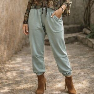 Wonderly Aqua Casual Pants with Elastic Waistband and Cuffs